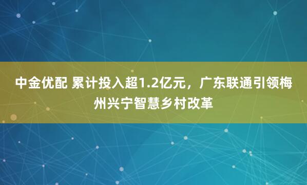 中金优配 累计投入超1.2亿元，广东联通引领梅州兴宁智慧乡村改革